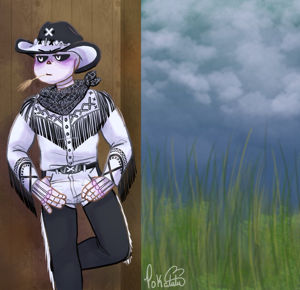 🤠💜Cowboy Cross!💜🤠 (Dont tell him they wrangle cattle.)

#undertale #pokatutu #sans #sansau #undertaleau #ausans #utmv #UTMV #utmvaus #crosssans #underverse #xtale #xtalesans