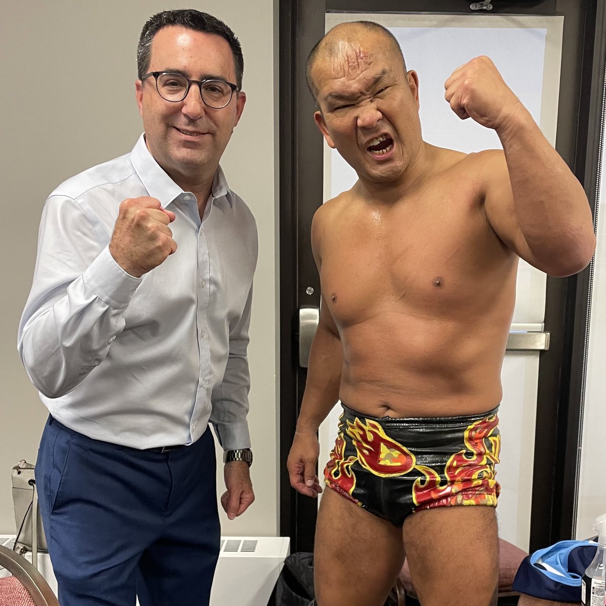 What a thrill to work alongside former #ECW world champion Masato Tanaka at #GreektownWrestling last week!

Four straight days of street fights/extreme rules/ladder matches/no holds barred contests. 

Thank you, on behalf of 50-year-olds everywhere! 

📷: @_stevevincent