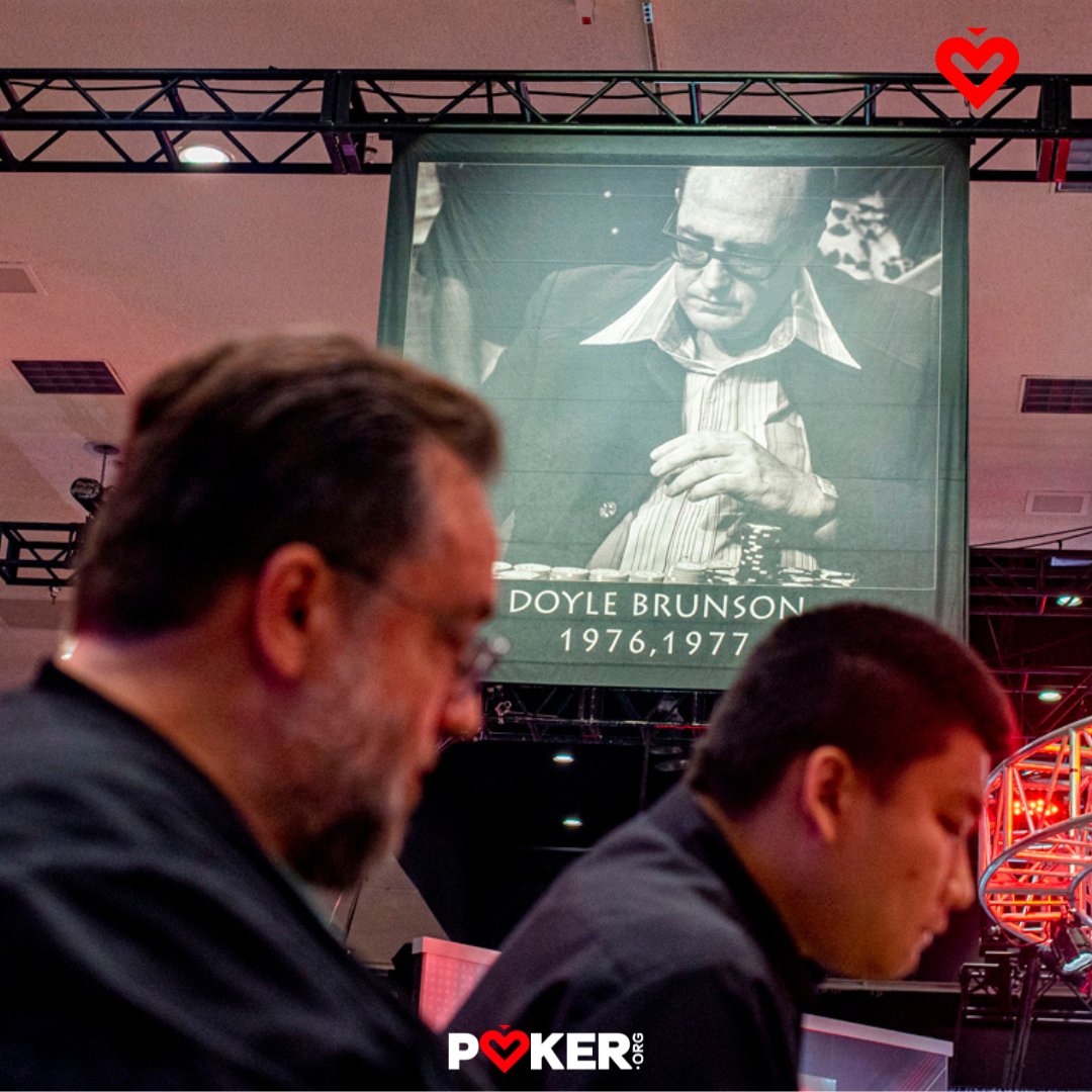 pokerorg's tweet photo. ✨ An amazing moment captured of @ToddBrunson leading the field in the $3,000 Nine-Game Mix under the banner of his father, Doyle Brunson.

#RIPDoyle ❤️ 

📸 @JoeGironPhoto https://t.co/v2HaToNSXY