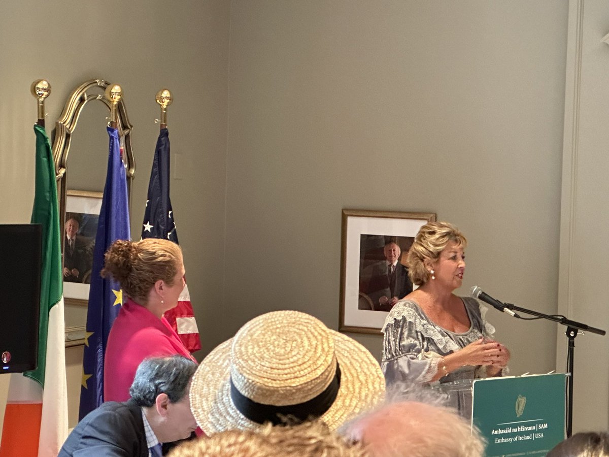 Delighted to be at <a href="/IrelandEmbUSA/">Embassy of Ireland, USA</a> residence to celebrate #Bloomsday (tomorrow June 16th). Bloomsday celebrates Thursday, 6/16/1904, the day immortalised in James Joyce’s 1922 novel Ulysses. The day is named after Leopold Bloom, one of the novel’s protagonists  <a href="/dfatirl/">Irish Foreign Ministry</a>