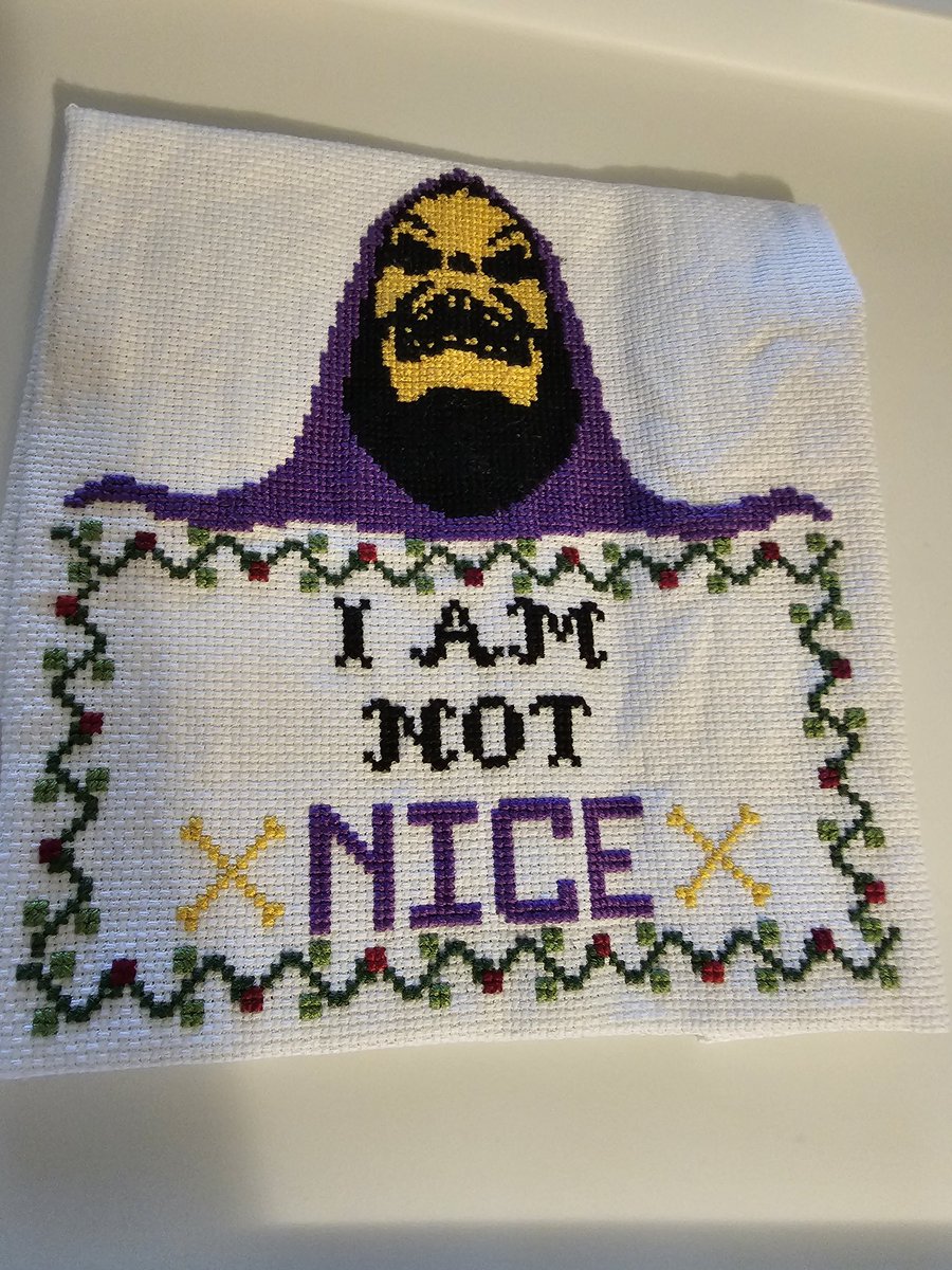 Skull art! I cross stitched this Skeletor almost 2 years ago but still need to frame him.