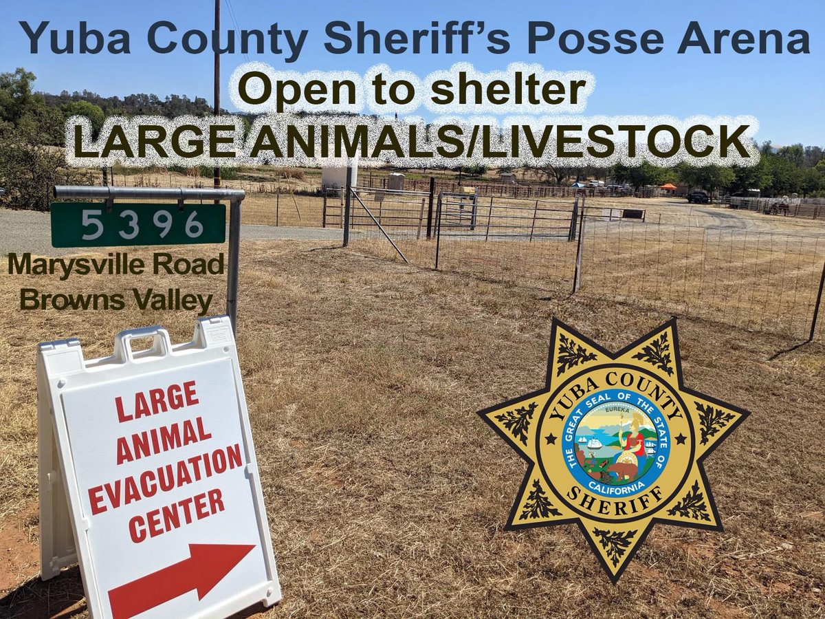 CALFIRENEU's tweet image. For those in the Evacuation Zone LOM-E087, Sycamore Ranch is open as a temporary shelter, and large animals/livestock can be taken to the Sheriff's Posse. #ScottFIRE