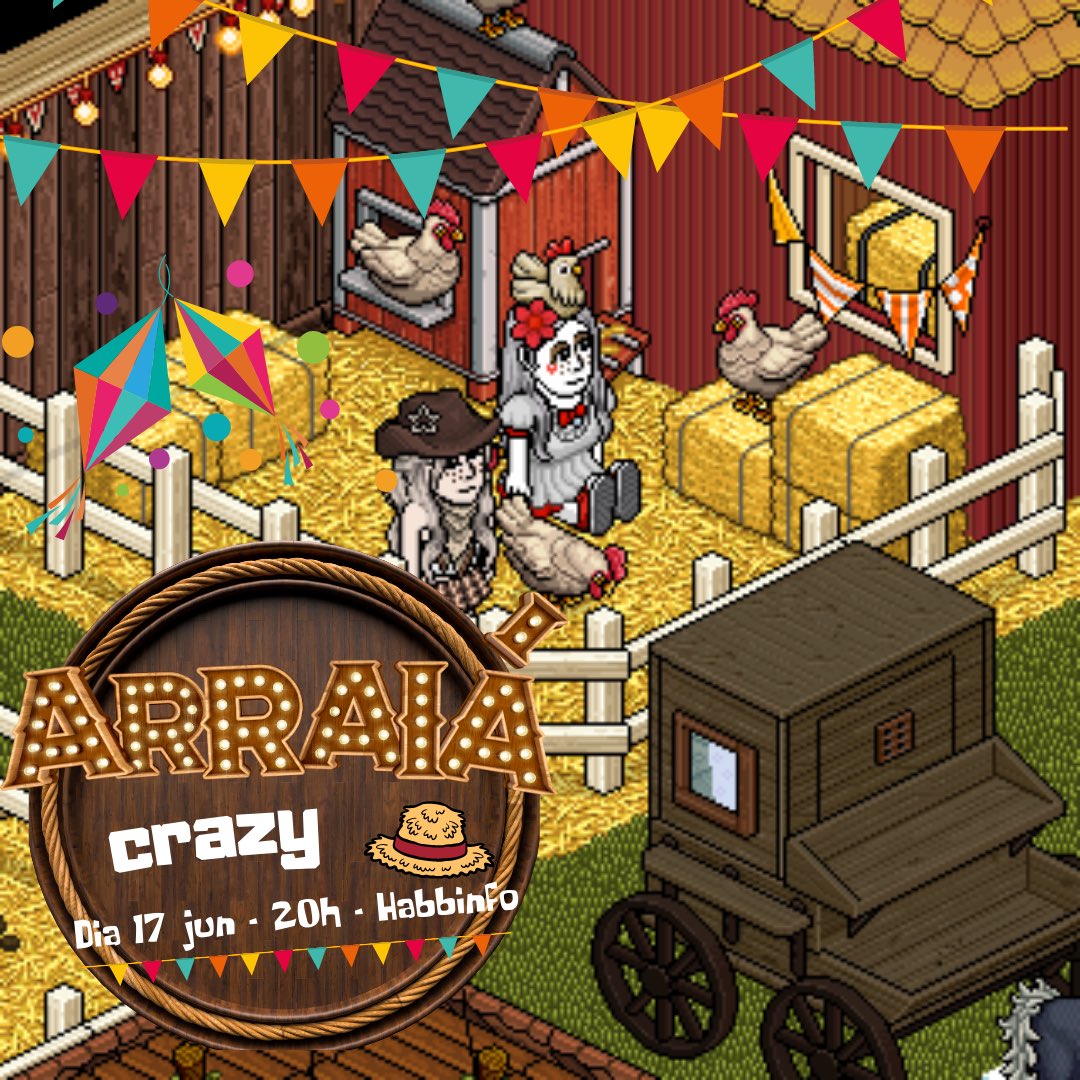 Olha a cobra... É mentira! Olha a festança boa... É verdade! Pega o caminho da roça e vem se divertir com nóis. 🌽🤠

Vista seu mió traje caipira e vem arrastar o pé, vai ser bão demais sô. 🍿🔥

Pessoar, nesse festerê dos bão ocêis não podem fartá! 

@Habbinfo 17 jun - 20hBR