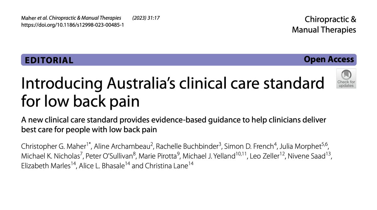 Great to see another journal promote the <a href="/ACSQHC/">ACSQHC</a> Low Back Pain Clinical Care Standard. <a href="/msk_health/">Institute for Musculoskeletal Health</a>