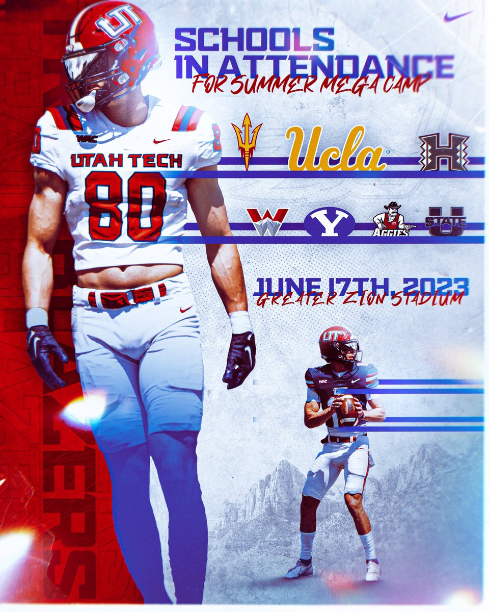 🚨🚨 Attention recruits 🚨🚨 

I’ll be at the Utah Tech mega camp this Saturday, June 17th in St. George! Hoping to find some future Mountaineers 🏔️

If you’re going to be there, shoot me a DM! See you on Saturday! @MountaineerFB