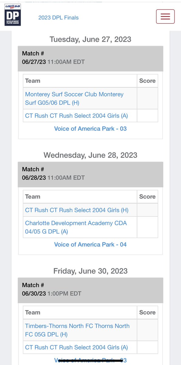 This is my schedule for group play at the <a href="/DP_League/">The DPL</a> finals in Cincinnati.  All the coaches who don’t make it to the Gulf Coast come take a 👀!!