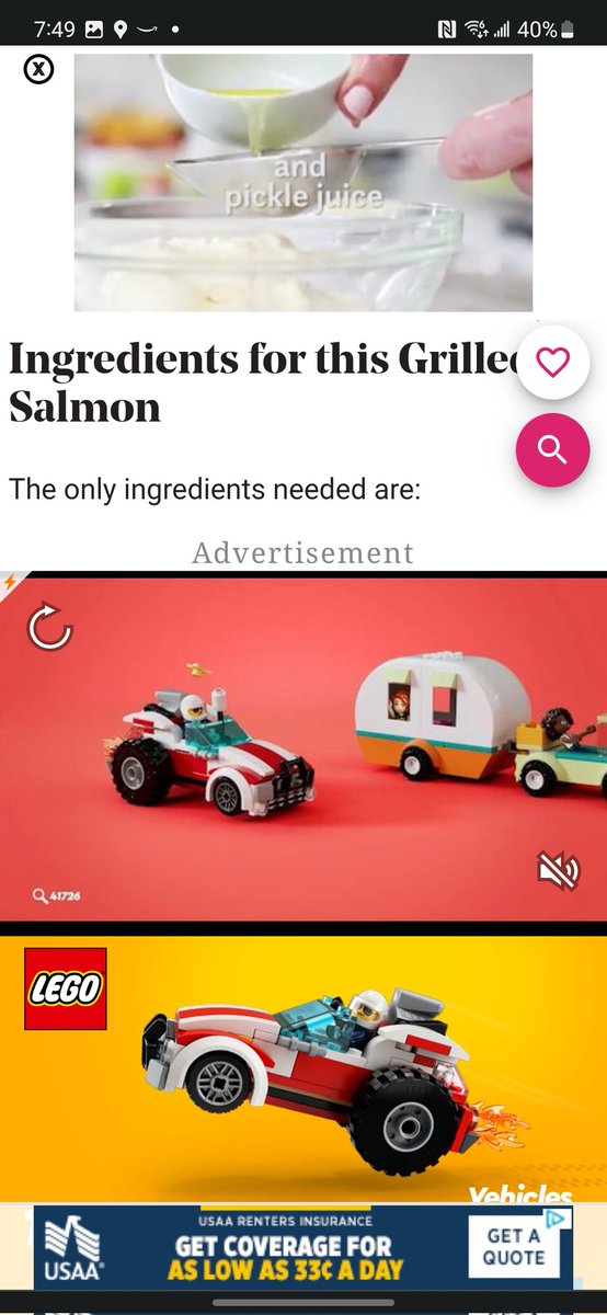This is a real screenshot. Recipe websites really toe the line of being entirely unusable.