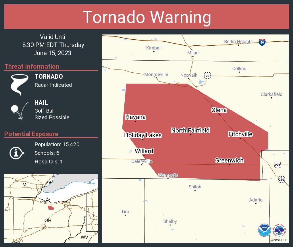 NWS Cleveland on Twitter "Tornado Warning including Willard OH