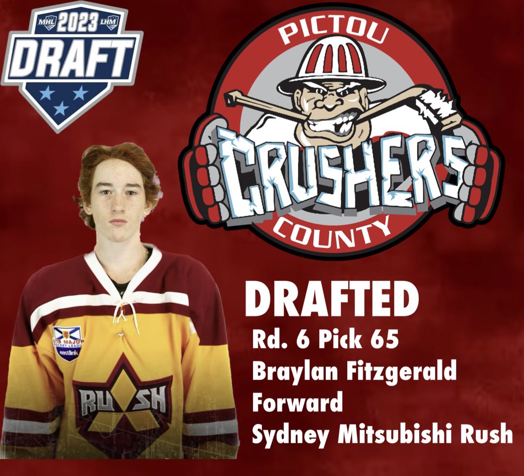 Congratulations to RUSH 07’ Forward Braylan Fitzgerald on his draft to the Pictou County Crushers 👊🏼 @weekscrushers @THEMHL