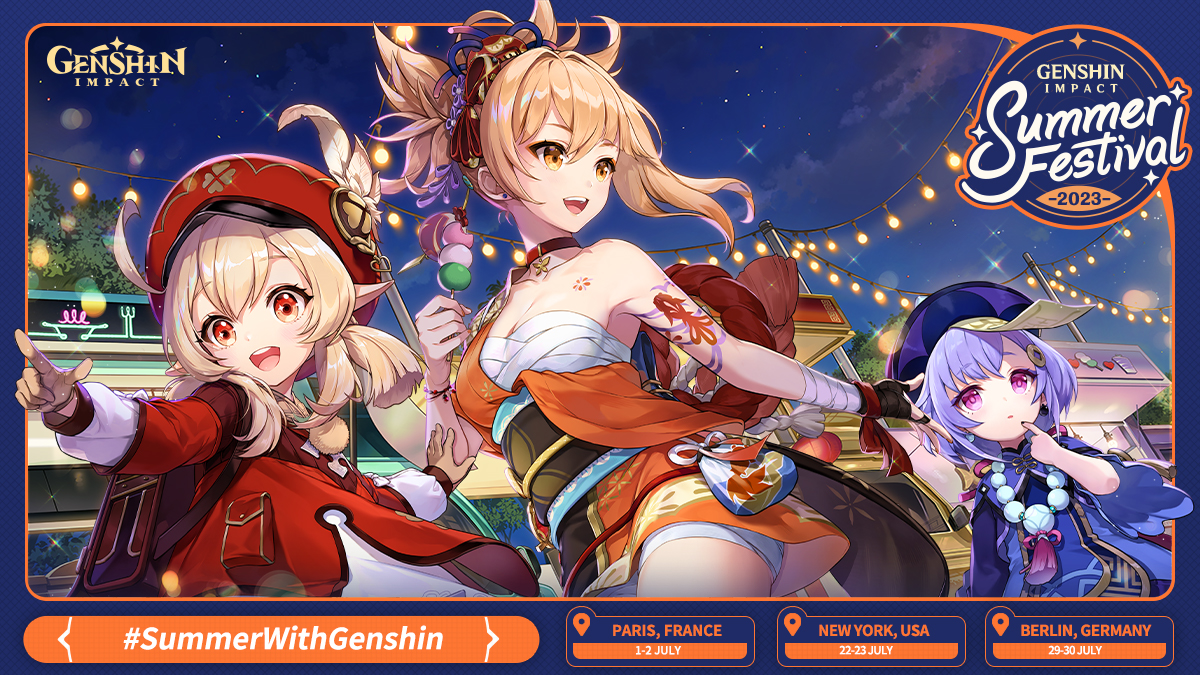 Dear Travelers,

With the arrival of summer, the Summer Festival 2023 series events will also begin!
Let's create new memories of summer in Teyvat!

Event Registration Link>> hoyo.link/4fwEDBAd

#SummerWithGenshin #GenshinSummerFestival