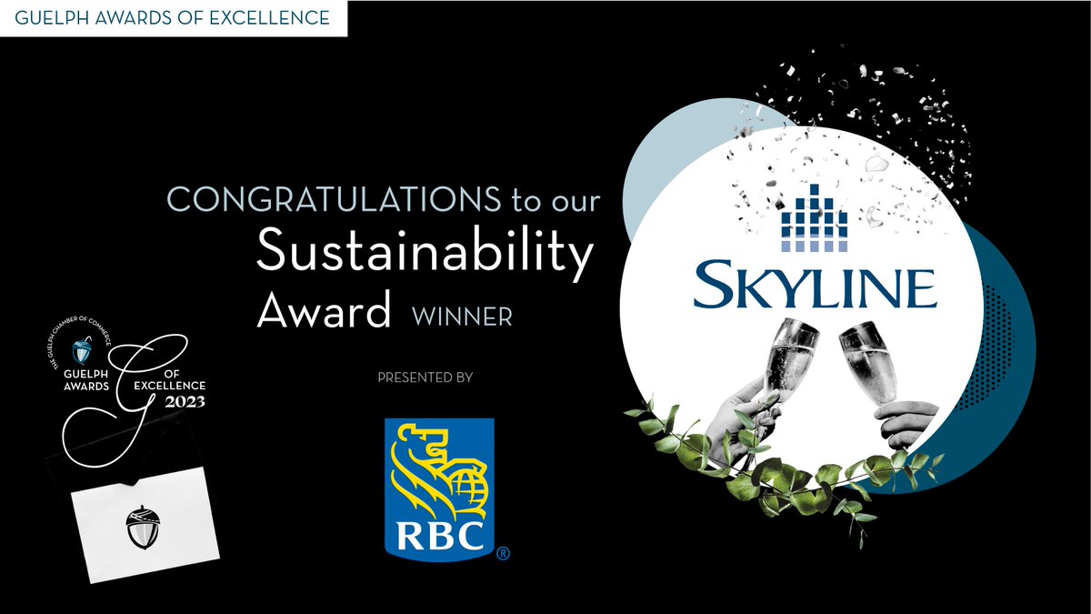 Congratulations to @SkylineGrp for winning our Sustainability Award at our Guelph Awards of Excellence this evening!

We are ‘green with envy’ of your sustainability practices. Way to grow!