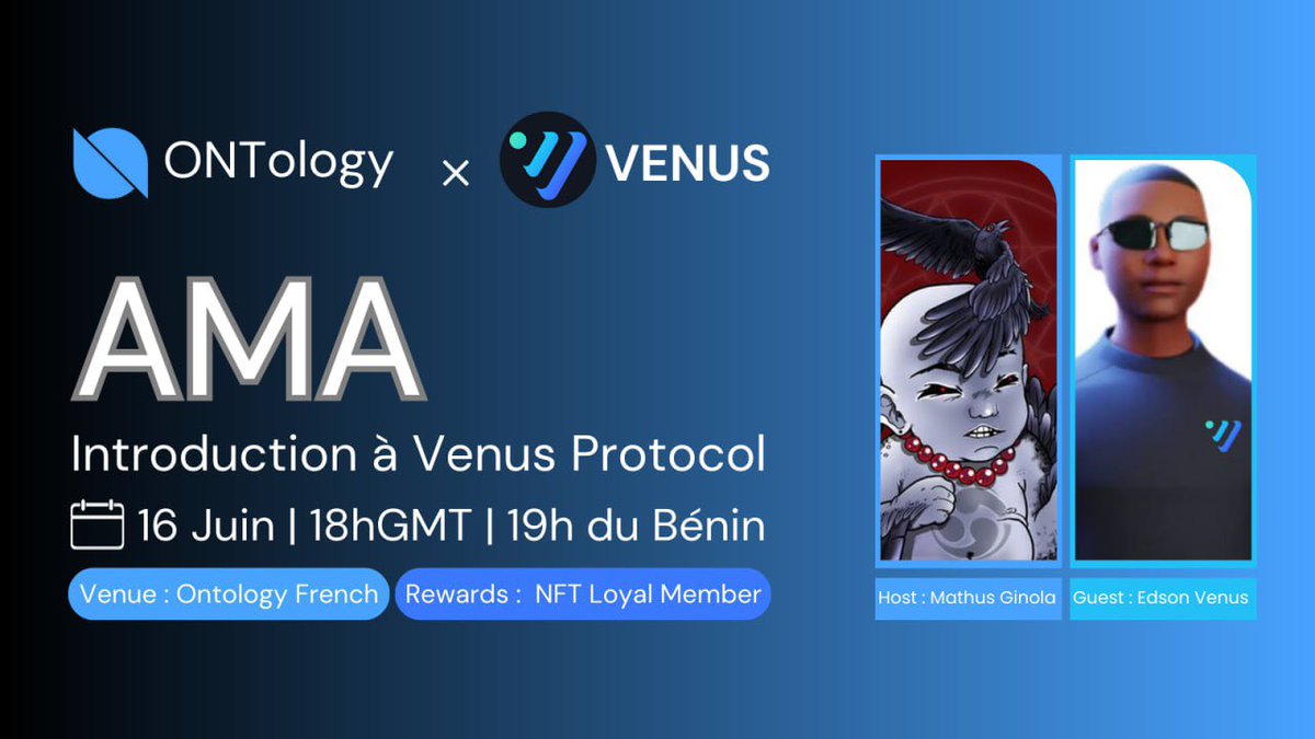 Hello l’équipe 👋
J’espère que vous allez bien .
📌 Dans l’objectif d’éduquer leur communauté sur les prêts et emprunts sur la blockchain , J’ai été invité  pour présenter <a href="/venusprotocol/">Venus Protocol</a> et ses produits  à la communauté française d’ Ontology