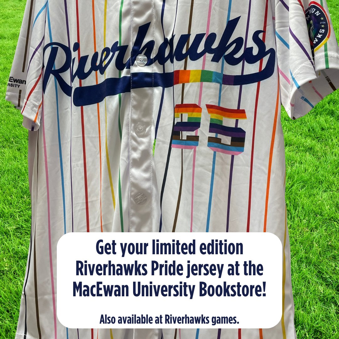 Join us with @PrideTape for the @edmriverriverhawks Strike Out Hate: Pride Night on Saturday, June 17th.
Purchase your specially priced ticket & Pride jersey at the @macewanu bookstore. 
See you at the game.
#StrikeOutHate #ChangeInAction #MacEwanPride #YEGPride #PrideYEG