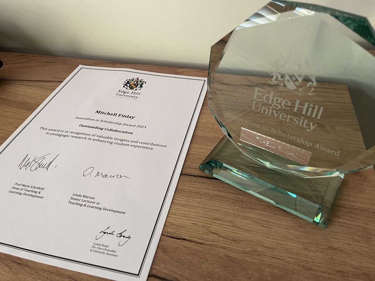 mfinlay_perform's tweet photo. Enjoyed the @CLTatEHU #Solstice2023 conference at @edgehill 

Some great talks, and it was nice to receive an Innovation in Scholarship Award alongside @Thomas__Simpson &amp; @DannTinnion as part of the @PRISES_Group https://t.co/9WGi8sLaiv