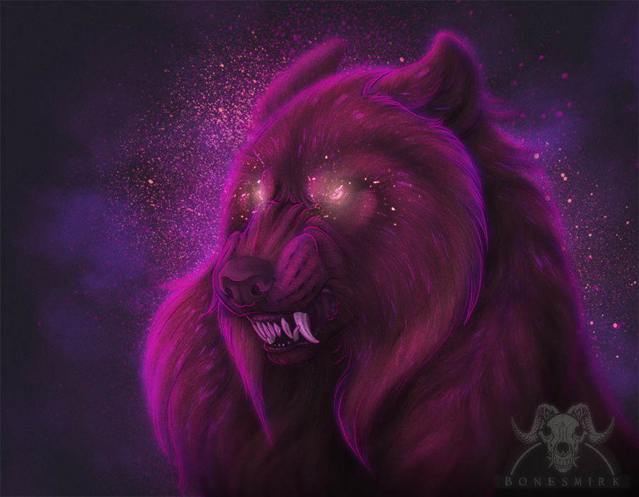 bonesmirk's tweet photo. second of the latest sketchshot batch! fell down the rabbit a bit, I absolutely loved doing such silky long fur, but I stopped myself from going Too Extra?? maybe??? long live neons! 🙌 https://t.co/U0bljbEdbS