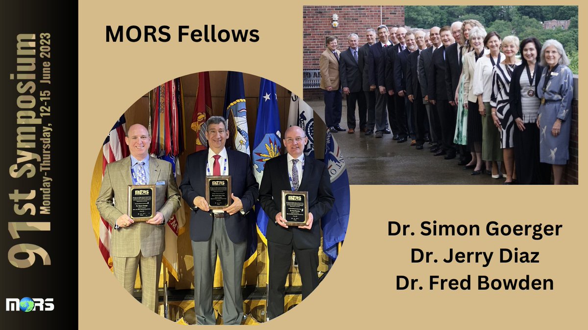 Congratulations to our newly inducted Fellows! Dr. Simon Goerger, Dr. Jerry Diaz and Dr. Fred Bowden join an incredible group of Fellows (some of whom are pictured here) dedicated to pushing MORS' goal of leading the national analytic community!
#spaceforce #DSTG #Trideum