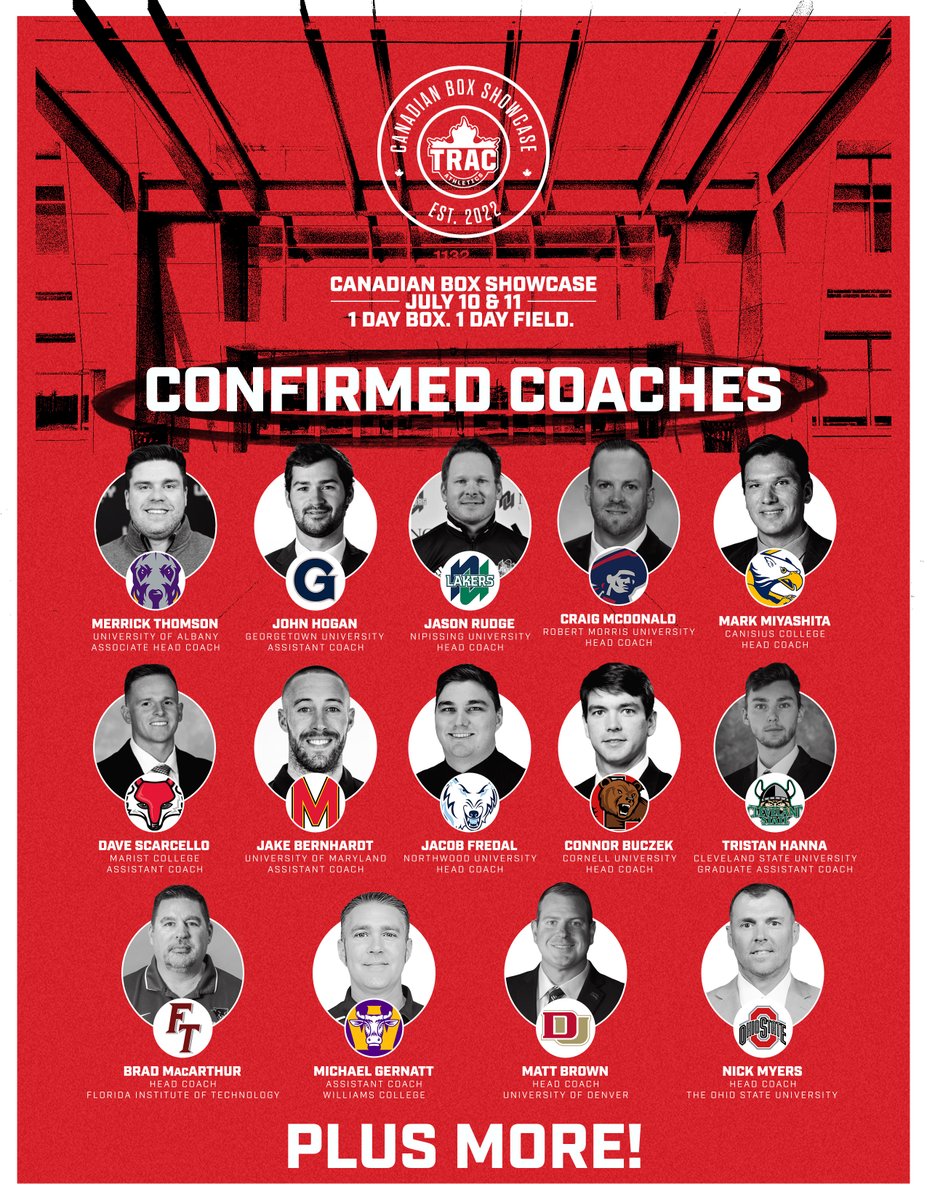 On July 10 &amp; 11, the Toronto Rock Athletic Centre will be filled with high-profile collegiate coaches + some of the best lacrosse players born from 2006-2010.

Will they be scouting you? 

Register now for the 2023 Canadian Box Showcase: tracathletics.com/register-for-t…