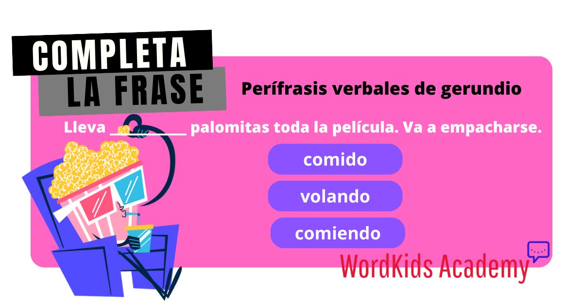 Pratiquez un peu votre espagnol 🇦🇷🇲🇽🇪🇸. Essayez de répondre au défi linguistique suivant. Et si vous ne savez pas comment, consultez nos derniers tweets.

#kids #k12 #niños #jóvenes #aprendeESpañol #ESfácil #TwitterELE #expats #onlinelearning #onlinecourses #espagnol #grammaire