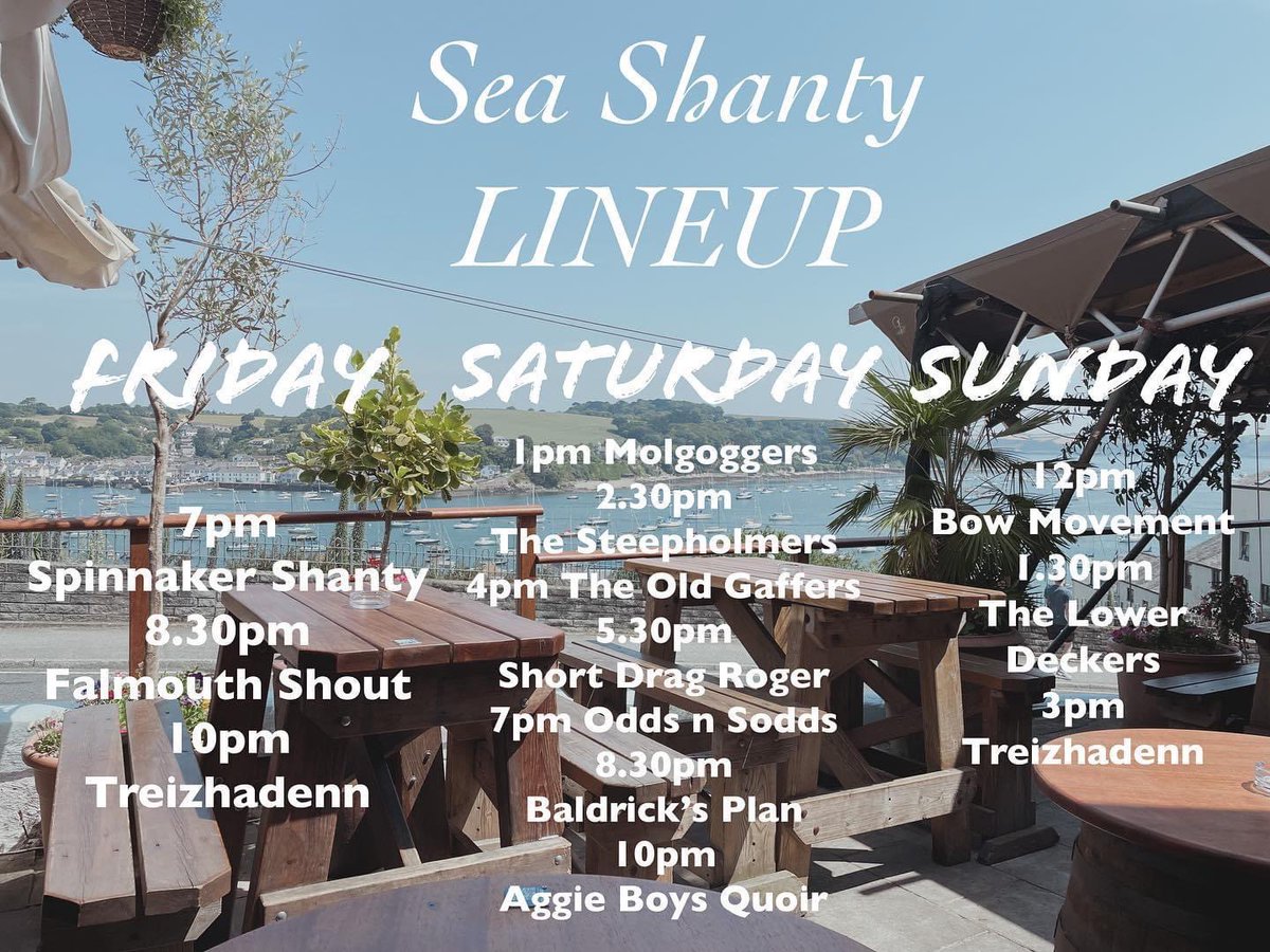 Boaty line up for the weekend!🎶

Please bare in mind this programme will be continually updated and amended before and throughout the festival so we recommend you refer online to the Shanty Website for regular updates. We wouldn’t want you to miss your favourite groups!