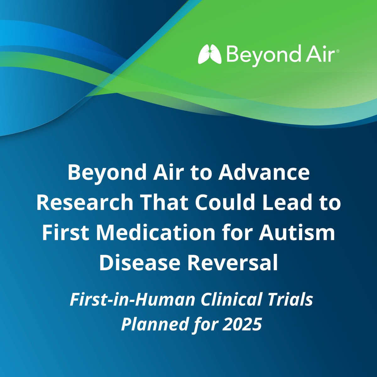 Beyond Air announces agreement with <a href="/HebrewU/">Hebrew University</a> to acquire commercial rights for a neuronal nitric oxide synthase (nNOS) inhibitor being developed to treat autism spectrum disorder. The first-in-human study is planned for 2025:  beyondair.net/news-events/pr…