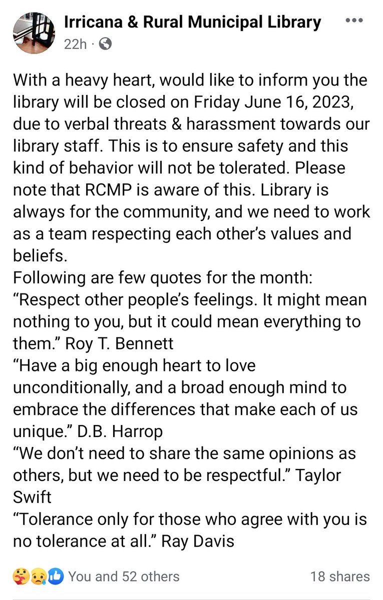 lorijobach's tweet photo. In no way, shape or form is threatening people and organizations OK!! 
#abpoli #ableg #justbedecent https://t.co/6qNsywtWHm