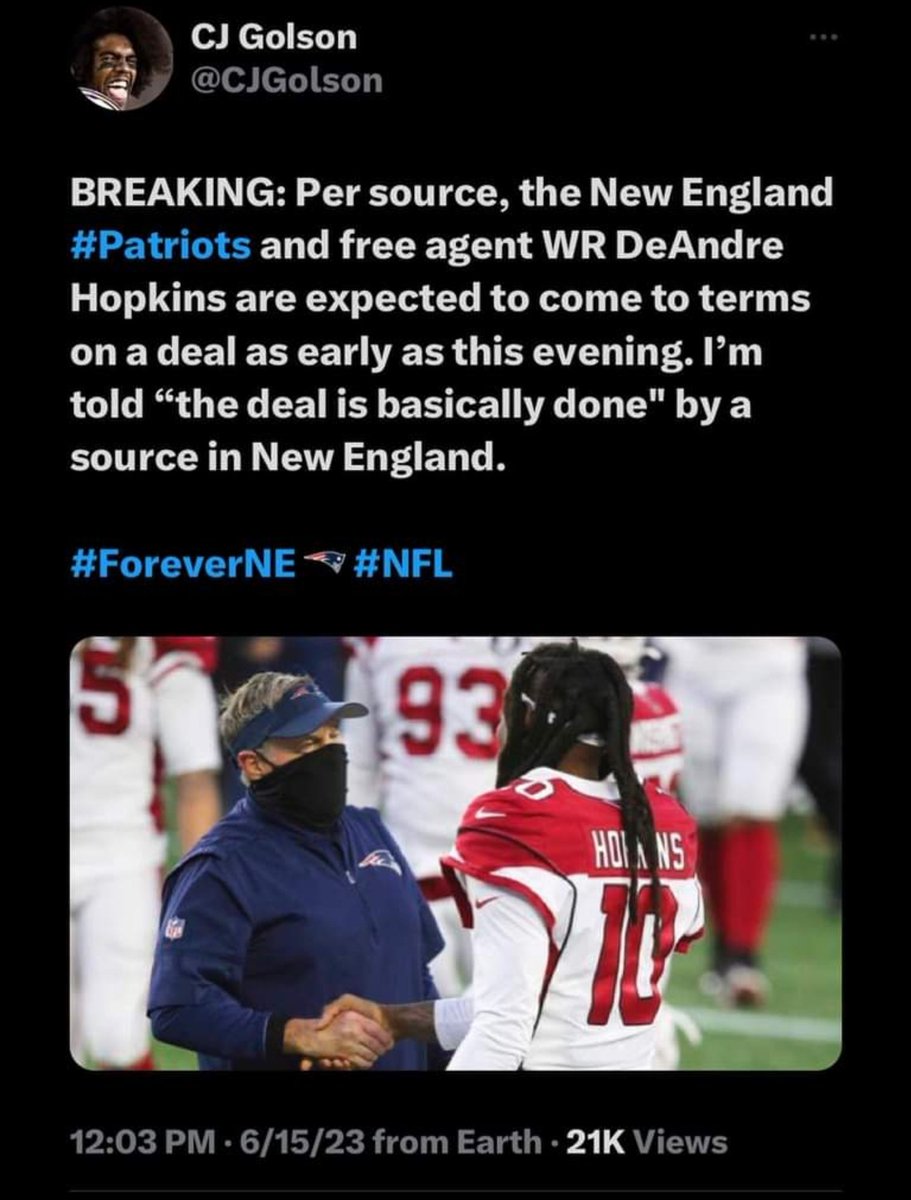 Just so everyone is aware this guy is neither a reputable or reliable source, they put out fake news for clicks consistently #Patriots #patsnation #newenglandpatriots