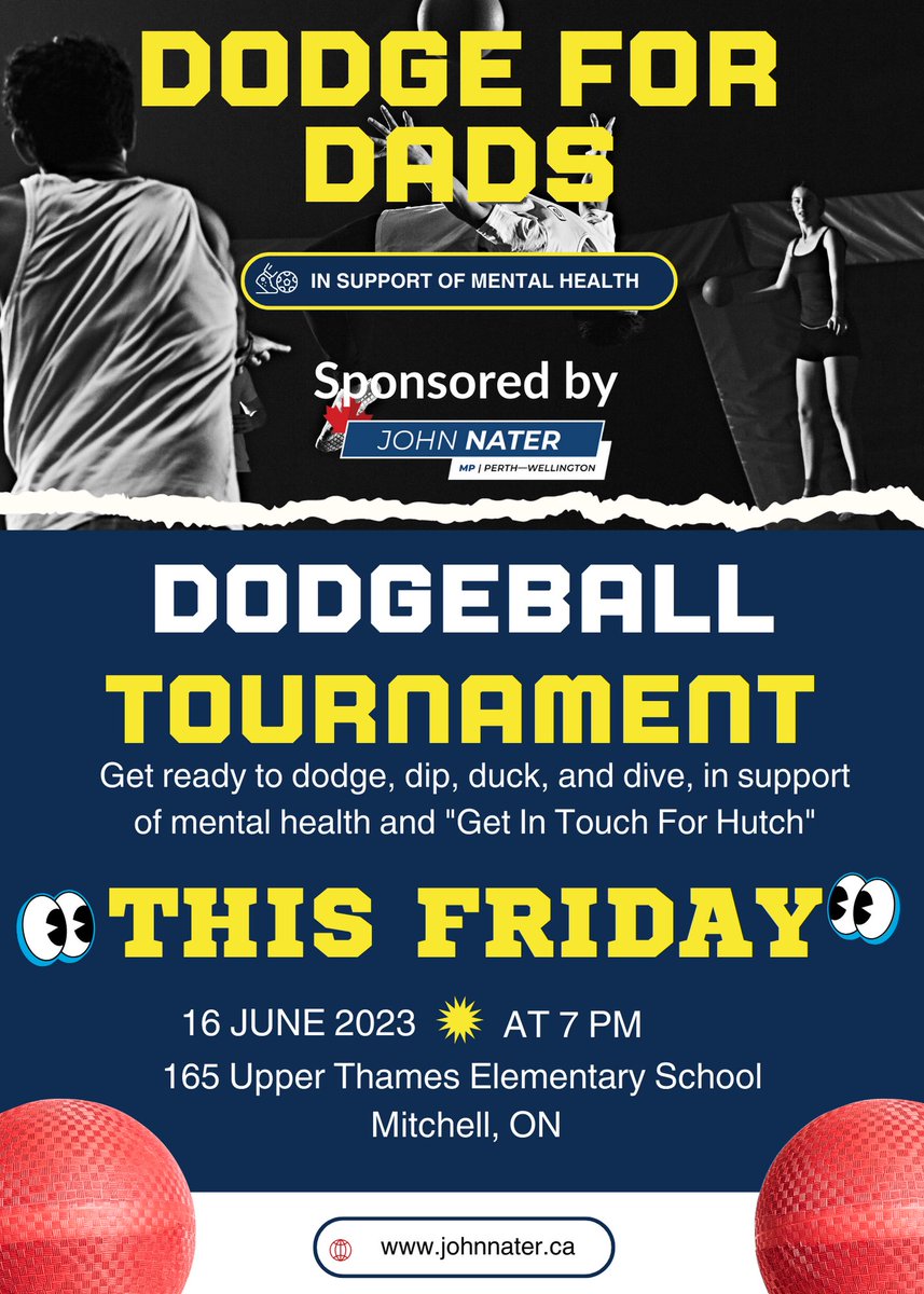 Tomorrow’s the day for Dodge for Dads in support of mental health!  If you’re in the area, please join us to watch community members (and a few politicians) dodge, dip, duck, and dive in support of <a href="/InTouchForSH44/">GetInTouchForHutch</a>