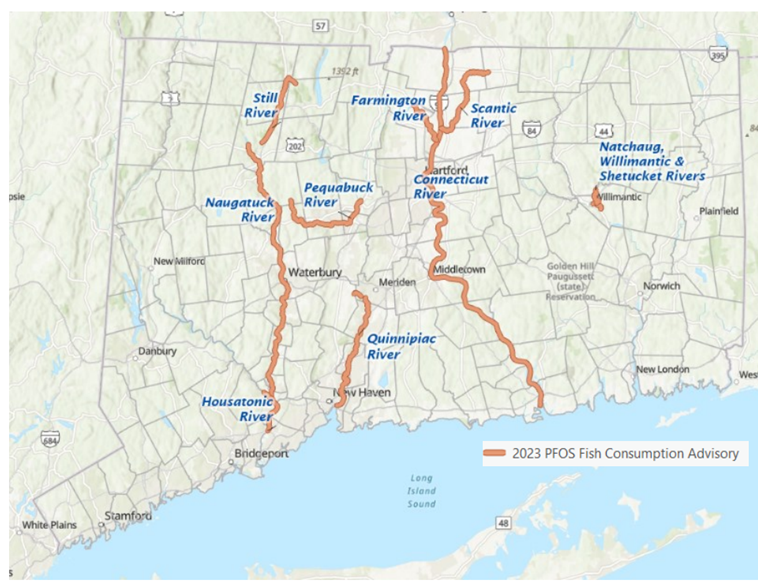 CTDPH's tweet photo. The Connecticut Department of Public Health today is issuing new or modified consumption advisories for certain fish species caught in several waterbodies in Connecticut.  Read the news release here: https://t.co/FehDOoCEAF https://t.co/74eqmhuuLm