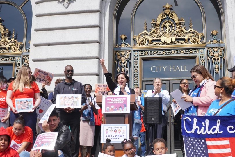 childcaresf's tweet photo. The child care community is making its voice heard today at #SanFrancisco City Hall to #ProtectBabyPropC!

Send a message to the Mayor and Board of Supervisors today: https://t.co/pM3PZtILMH https://t.co/qBBzTyW6bI