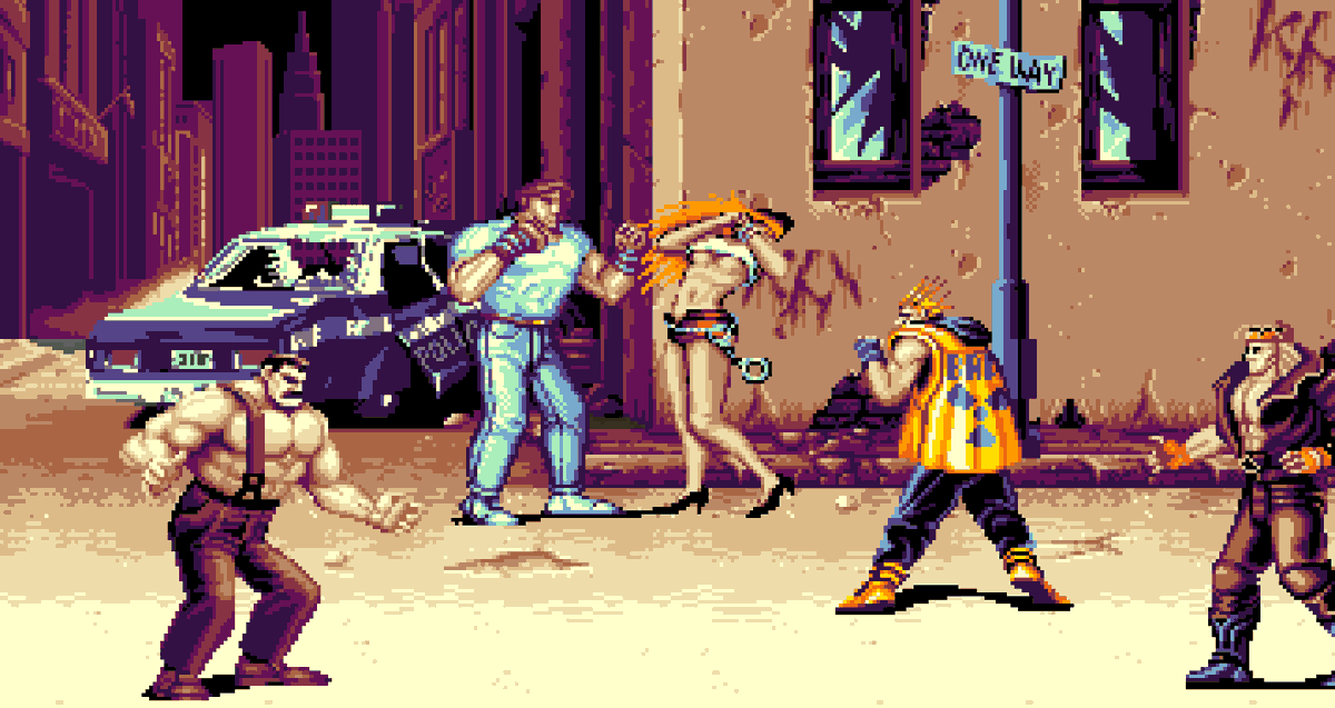 pixel_shade's tweet photo. @Brick_Nash I tried making the current 16-color palette work for a background as well... (couldn't find one from the original arcade game) But yeah, unless someone is doing "Final Fight Mexico", I still have some work to do on that palette. :D https://t.co/1IQQFsoBhA
