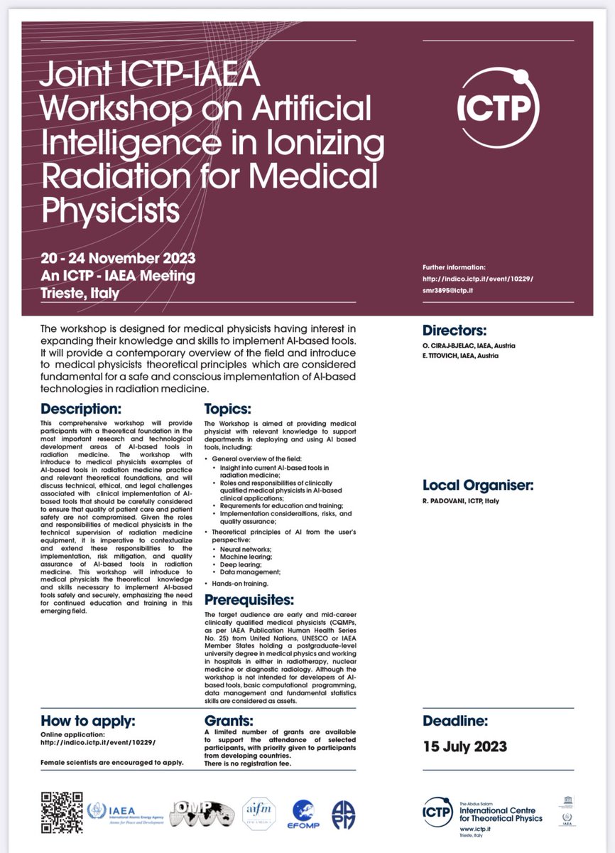 Do not miss this opportunity; <a href="/o_ciraj/">Olivera Ciraj Bjelac</a> <a href="/EFOMP_org/">EFOMP</a> <a href="/aapmHQ/">American Association of Physicists in Medicine</a> @<a href="/IOMP_Official/">IOMP</a>