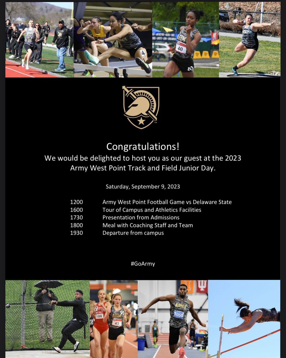 Perez07Kris's tweet photo. Thank you @Coach_Hersh @KatrinaDeKrey  for the junior day invitation. #trackandfield #GoArmy #Blacknights https://t.co/QcsYiyns9R