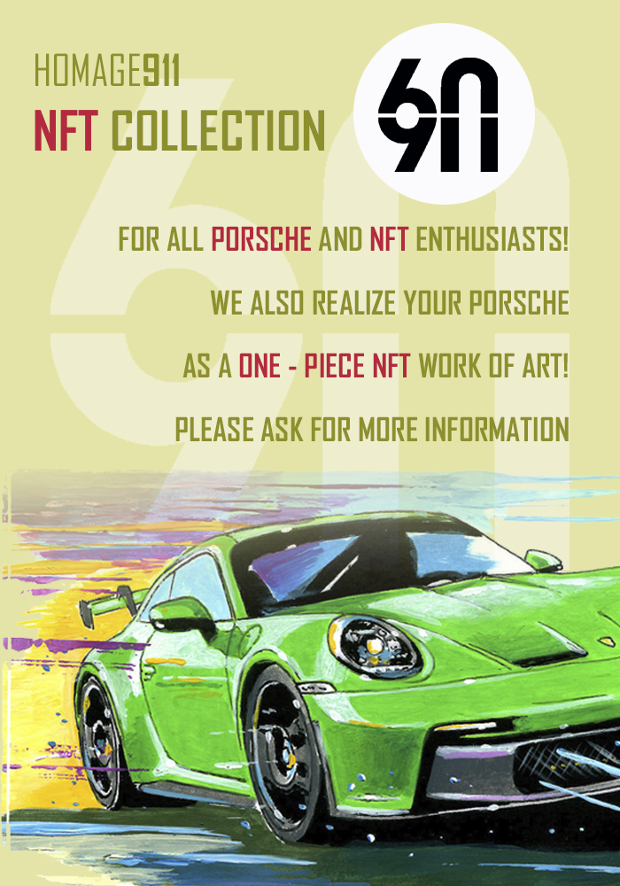 HOMAGE 911      

#Porsche #porsche911turbo #porschecup #nft #nfts #cryptoart #digiralart #nftbuyers #NFTCollection #nftcollectors #NFTCommunity #NFTartists #NFTNYC #NFTProject #buynft #motorsport #Racing #LeMans24 #LeMansEurosport #911RSR #75YearsPorsche #DrivenByDreams #911RS