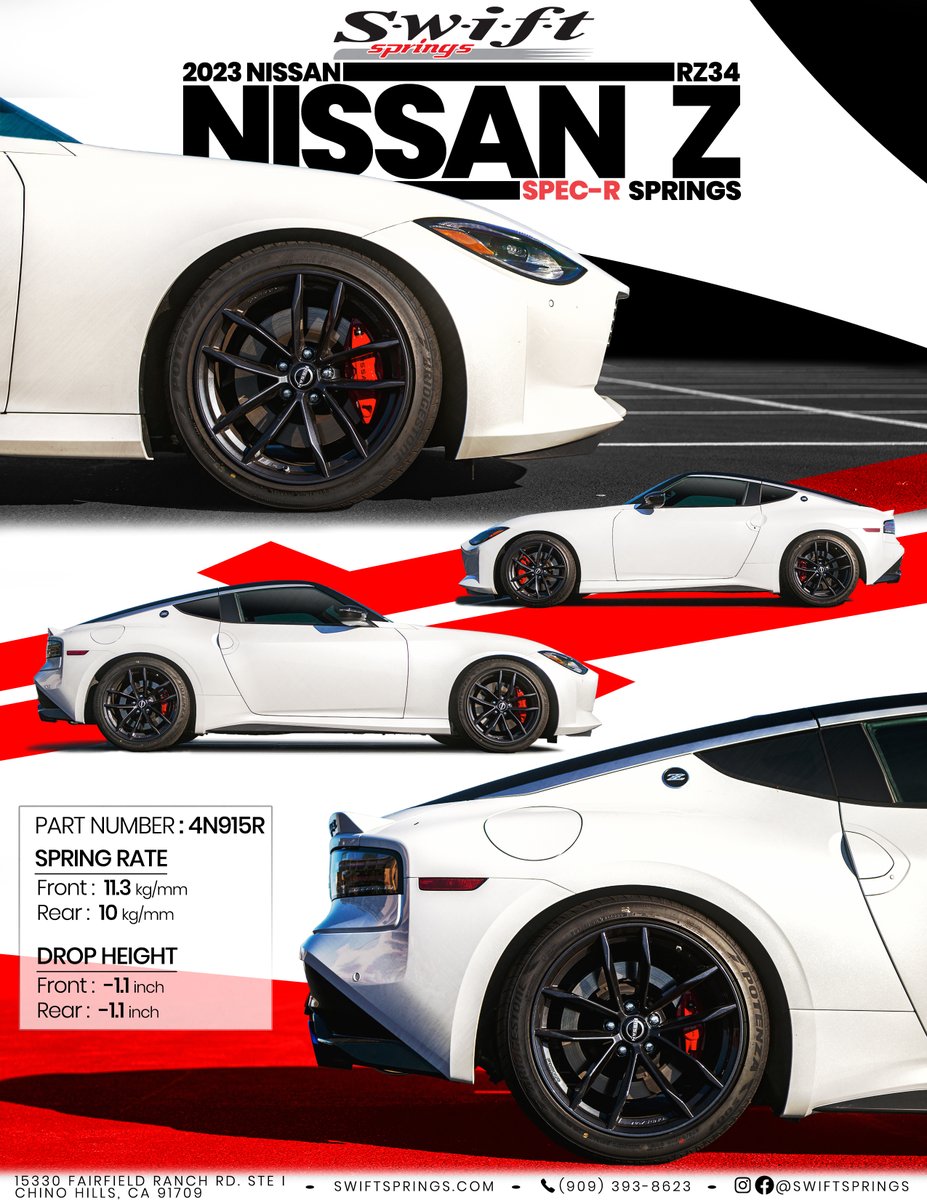 springrates's tweet image. Just released! Swift Spec-R Lowering Springs for the 2023 Nissan Z (RZ34) are now available. 
springrates.com/products/swift…
#swiftsprings #nissanz #Nissan