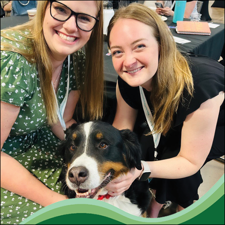 sinneave's tweet photo. Sinneave's Amy Tatterton and Jay Haukenfrers were at @RedDeerPolytech this week, connecting with #PostSecondaries at the #HealthyCampusWellnessSummit, hosted by #CanadianMentalHealthAssoc. and #HealthyCampusAB Of course, they found Zoe, a 4-legged @stjohn_ab volunteer. 🐶 https://t.co/PcZBzdKZAm