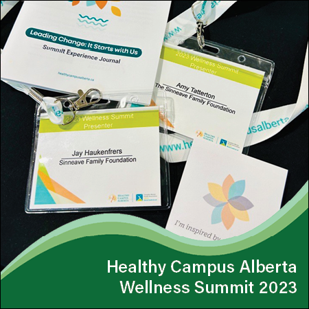 sinneave's tweet photo. Sinneave's Amy Tatterton and Jay Haukenfrers were at @RedDeerPolytech this week, connecting with #PostSecondaries at the #HealthyCampusWellnessSummit, hosted by #CanadianMentalHealthAssoc. and #HealthyCampusAB Of course, they found Zoe, a 4-legged @stjohn_ab volunteer. 🐶 https://t.co/PcZBzdKZAm