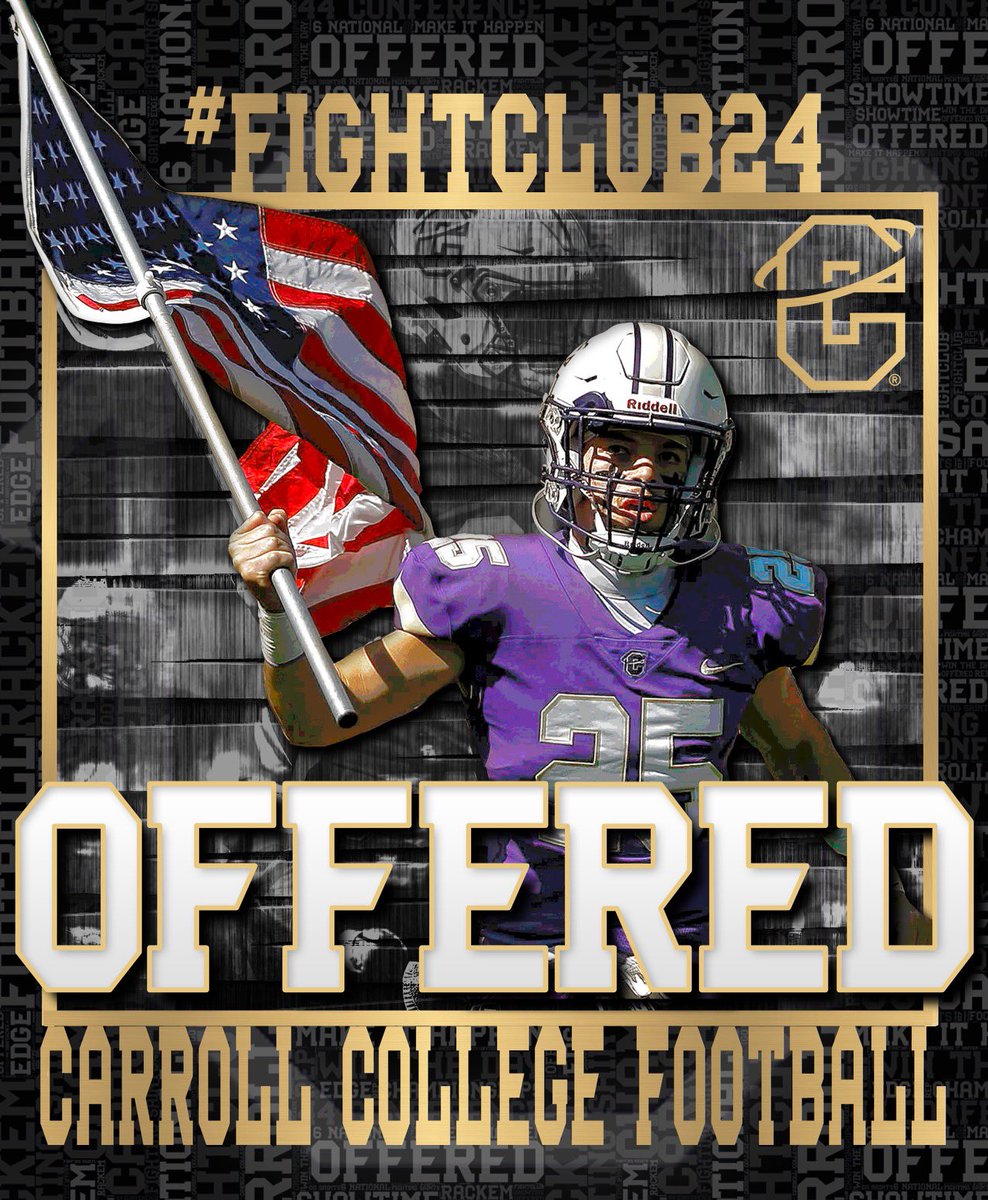 After a great camp and conversation with <a href="/RandyBandelow/">Coach Randy Bandelow</a> and <a href="/CoachTPurcell/">Coach Troy Purcell</a> I am excited and honored to say I have received an offer from Carroll College. Go Fighting Saints❗️