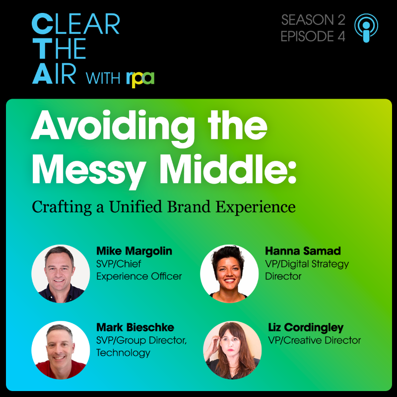 RPA_advertising's tweet photo. Tune into our latest "Clear the Air" podcast episode and join our panel of RPA directors as they dive into ways to ensure a cohesive brand experience for the customer, no matter how messy it gets along the way 💡 

Special thanks to @mmargolin, @hsamad, Mark, and Liz!