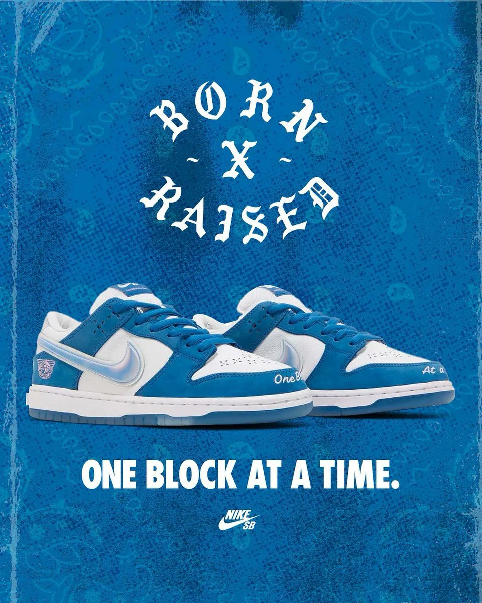 Born &amp; Raised x Nike SB Dunk Low Drops Next Month 💙🫧 bit.ly/3Paju3e