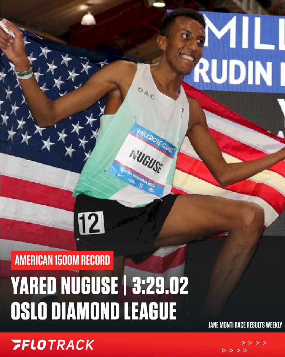 FloTrack's tweet photo. Yared Nuguse has broken Bernard Lagat's US 1500m record #OsloDL https://t.co/wszITBOaf0