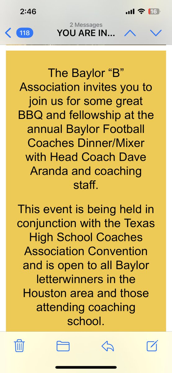 🚨Attention🚨Houston area Letterwinners and Baylor alum attending the @THSCA Convention! @BUFootball