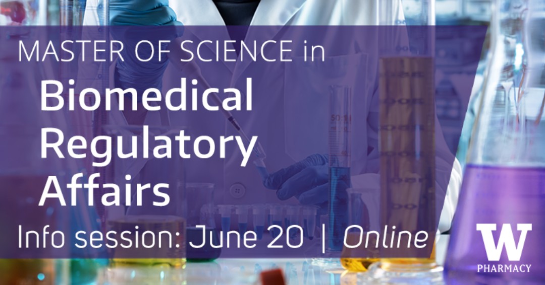 Applications are open for a #UWSOP Master of Science degree in Biomedical Regulatory Affairs! Attend an upcoming info session this summer—the next one is June 20! More info about the program and register for an info session here: bit.ly/3JazZdQ