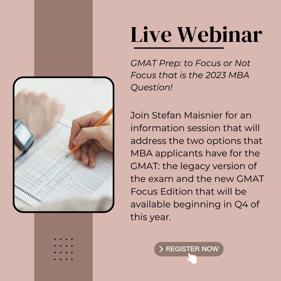 mba_exchange's tweet photo. Mark your calendars and get ready for an informative webinar that you don't want to miss! Join MyGuru LLC for an engaging webinar: "Focus or Not to Focus: That is the GMAT Prep Question." 

https://t.co/XxpoJeeP86 

#MBAExchange #WebinarAlert #GMATPrep https://t.co/XkDDjYbiWE