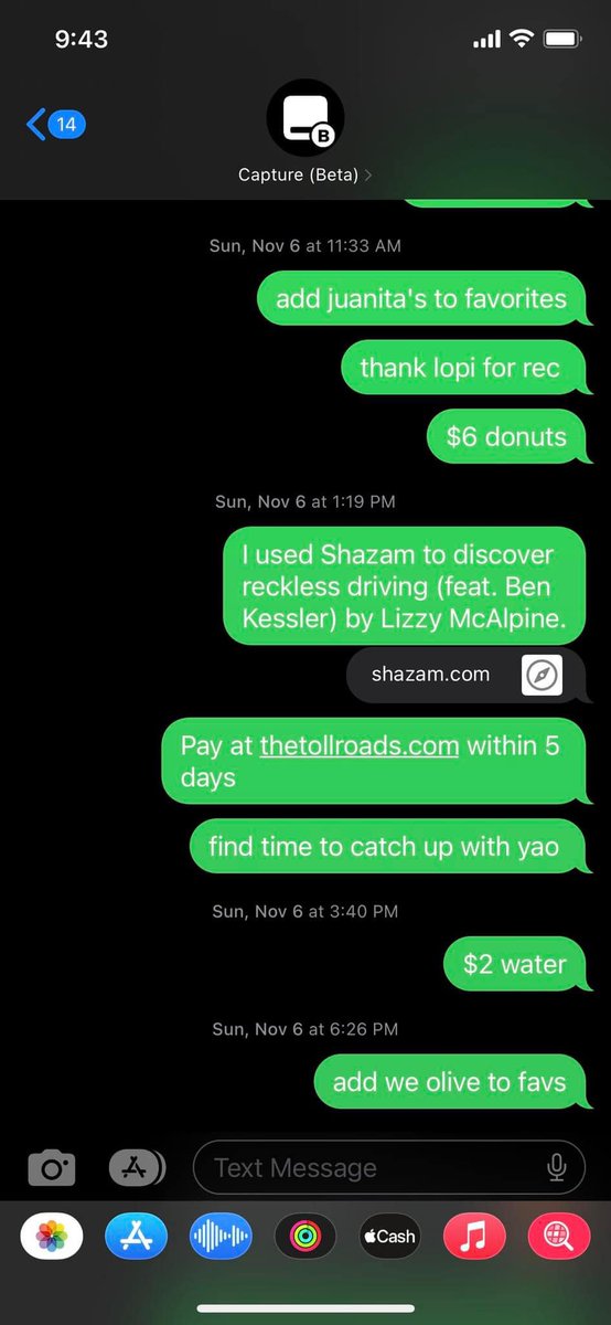 Does anyone else text themselves? 😅 

TLDR; texting myself has been my #1 productivity hack of the year and now you can try it yourself with Capture! Get access at the link:
capture.so/signup

Read more in thread 🧵⬇️