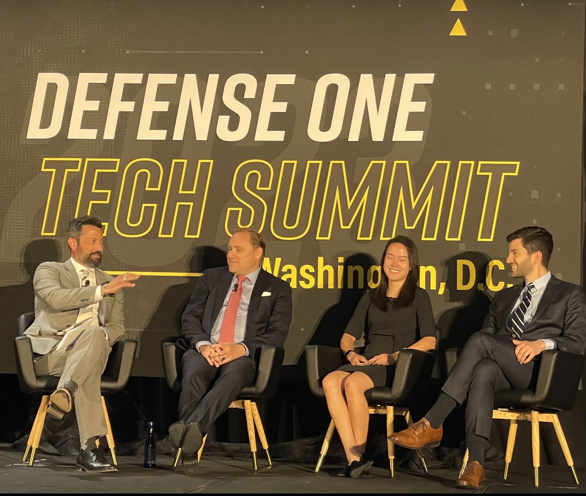 DefenseBaron's tweet photo. “But Dmitri, tell me what you *really* think about China?” My thanks to our panelists at #D1TechSummit. Good chat on Taiwan, tech, and tensions, and what Congress is doing about it. https://t.co/A92lC8Kcqo