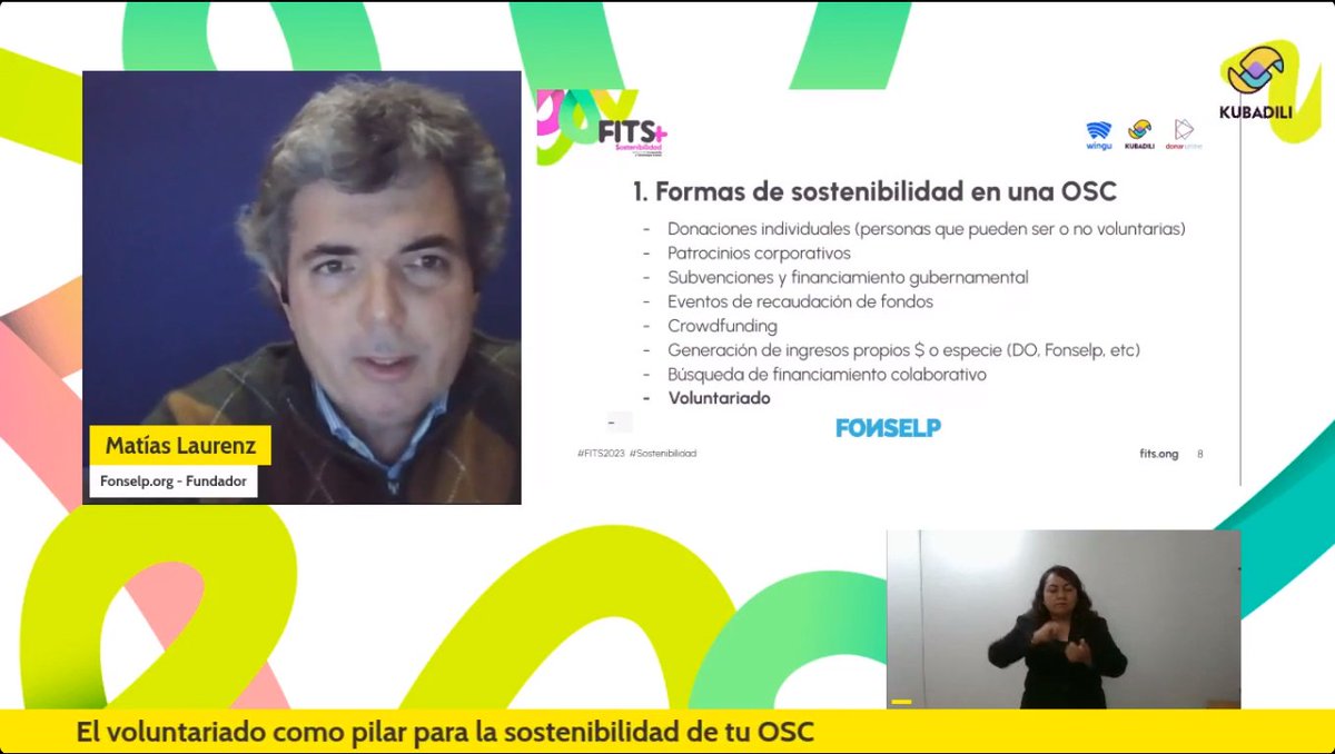 ComunicarONGs's tweet photo. Contemplar al #voluntariado entre las principales formas de #sostenbilidad para una #OSC. 
#Envivo Matías Laurenz, fundador de https://t.co/e1KCGozS5J en #FITS2023 https://t.co/OE4zzuo8Ov