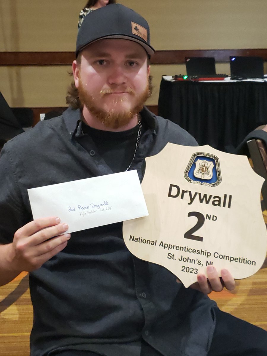 He did it again!  Kyle Hodder placed 2nd at the Carpenters and Drywall Competition held in Newfoundland last week.
Kyle - we are so proud of you!   Congratulations!!