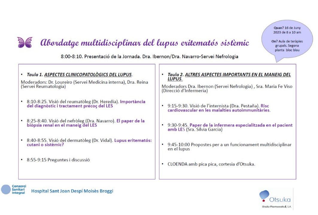 nursescsi's tweet photo. 💯💯 No us perdeu demà “l’abordatge multidisciplinar del lupus eritematós sistèmic” #HospitalMoisesBroggi
@SlviaGarciaDia1 @MfeViso @SCReuma
#socinfermeraipunt
#TimetoMoveTogether
#somCSI https://t.co/HOE3tCbU2g