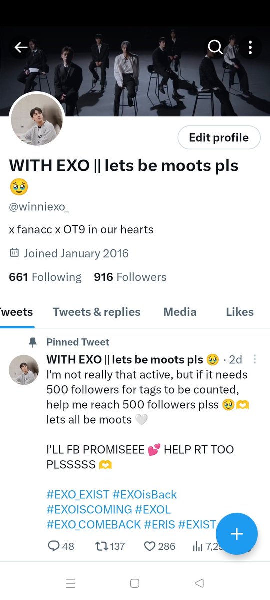 ‼️update‼️

got a chance to follow back a few moreee 🫶

#EXO_EXIST #EXOISCOMING #EXOisBack #EXOL #EXO_COMEBACK #EXO_EXIST_RecordBreaker #EXO