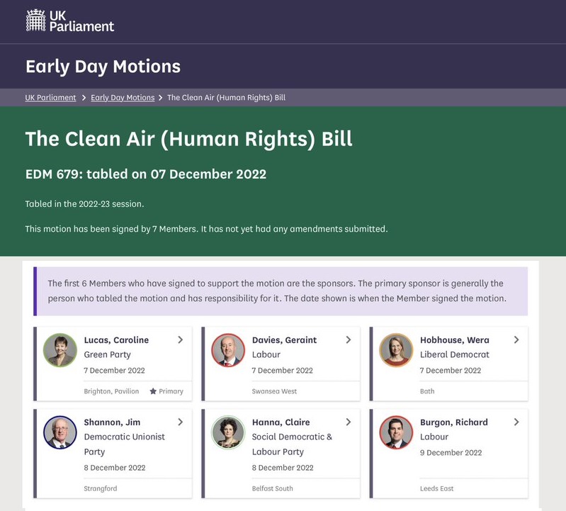 Today is Clean Air Day.

Air pollution is Britain's biggest environmental health threat, contributing to 40,000 deaths per year.

Those in the poorest areas are hit hardest. 

I'm proud to back the Clean Air (Human Rights) Bill #EllasLaw